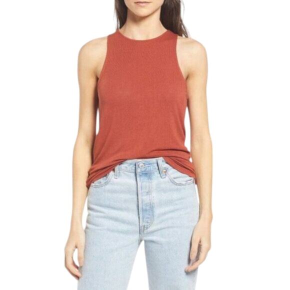 Treasure & Bond High Neck Tank Top In Rust Henna Size Medium NWT $29 MSRP - Picture 1 of 8